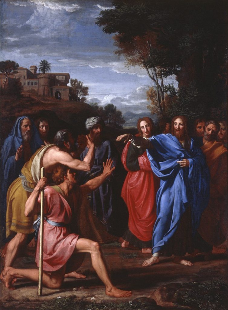 Jesús cura al ciego de nacimiento. Nicolas Colombel, 1682