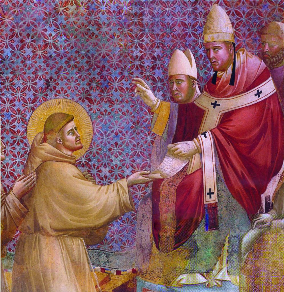 Francisco ante Honorio III. Aprobación de la Regla. Giotto
