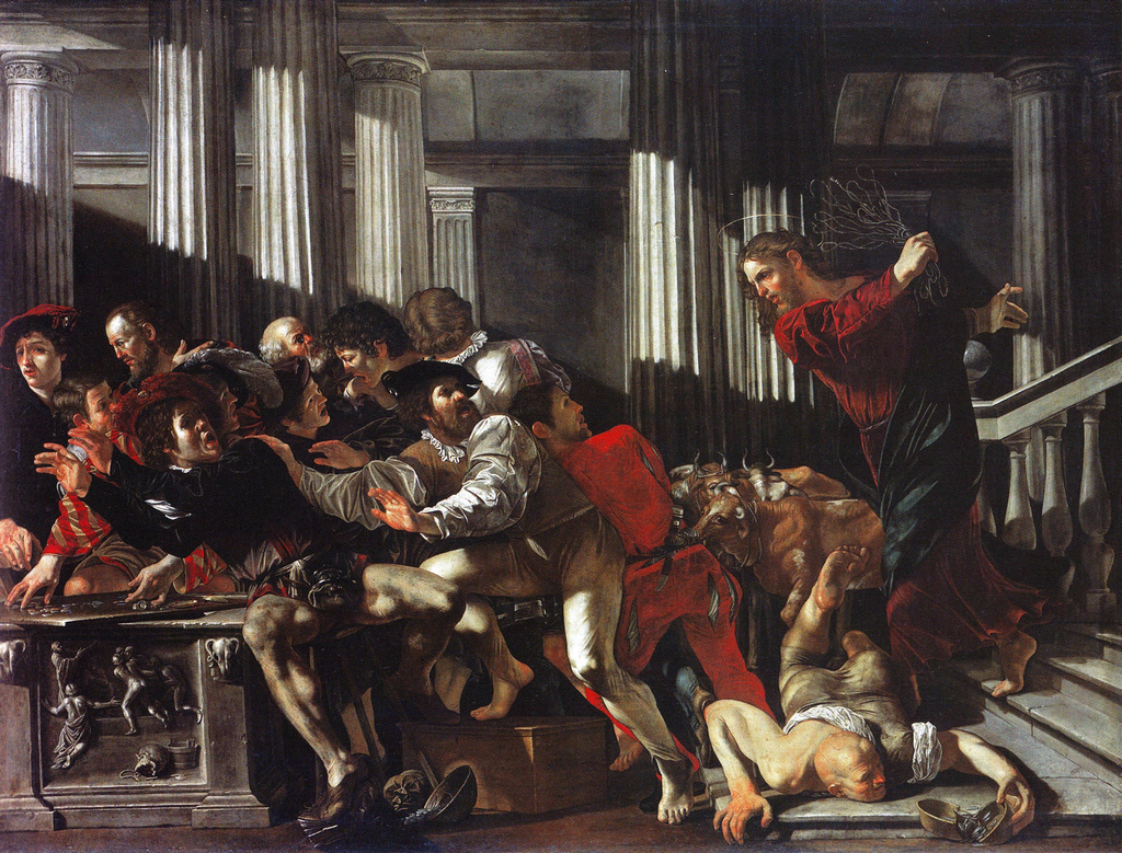 Cecco del Caravaggio. Expulsión de los mercaderes del templo, 1610. Staatliche museen, Berlín